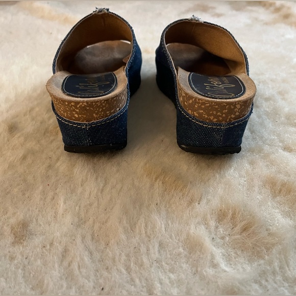 Californians- Cecilia denim open toe wedge sandal - Picture 5 of 7